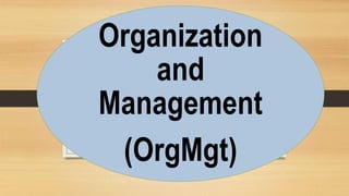 Organization
and
Management
(OrgMgt)
 