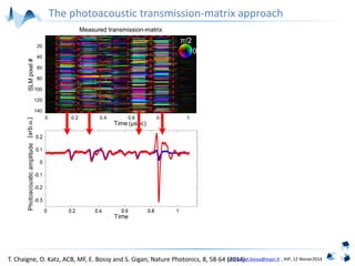 emmanuel.bossy@espci.fr , IHP, 12 février2014
(arb.u.)
The photoacoustic transmission-matrix approach
T. Chaigne, O. Katz, ACB, MF, E. Bossy and S. Gigan, Nature Photonics, 8, 58-64 (2014)
 