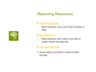 Mobile Podcasting Project:  Live Radio BroadcastsHigh School Students Community Live Radio Show in MaineUsed http://blogtalkradio.comWeb link:http://www.blogtalkradio.com/lobstertalk