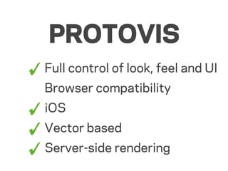 PROTOVIS
Full control of look, feel and UI
Browser compatibility
iOS
Vector based
Server-side rendering
 