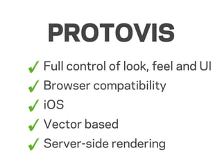 PROTOVIS
Full control of look, feel and UI
Browser compatibility
iOS
Vector based
Server-side rendering
 