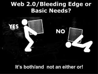 It’s both/and  not an either or! Web 2.0/Bleeding Edge or Basic Needs? 