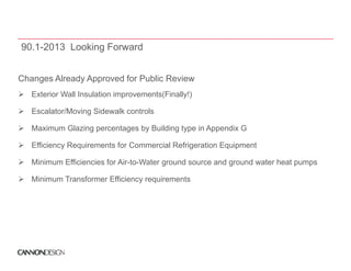 90.1-2013 Looking Forward


Changes Already Approved for Public Review
   Exterior Wall Insulation improvements(Finally!)

   Escalator/Moving Sidewalk controls

   Maximum Glazing percentages by Building type in Appendix G

   Efficiency Requirements for Commercial Refrigeration Equipment

   Minimum Efficiencies for Air-to-Water ground source and ground water heat pumps

   Minimum Transformer Efficiency requirements
 