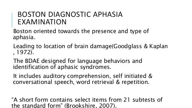 Boston Diagnostic Aphasia Examination Pdf