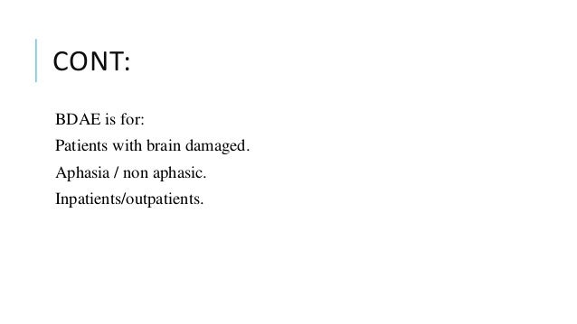 boston diagnostic aphasia examination bdae short form