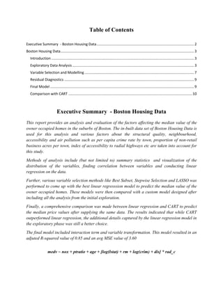 Regression Study: Boston Housing | PDF