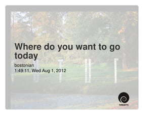 Where do you want to go
today
bostonian
1:49:11, Wed Aug 1, 2012
 