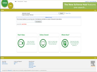 The New SciVerse Hub  features one search... 