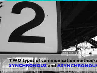 TWO types of communication methods: SYNCHRONOUS  and  ASYNCHRONOUS 