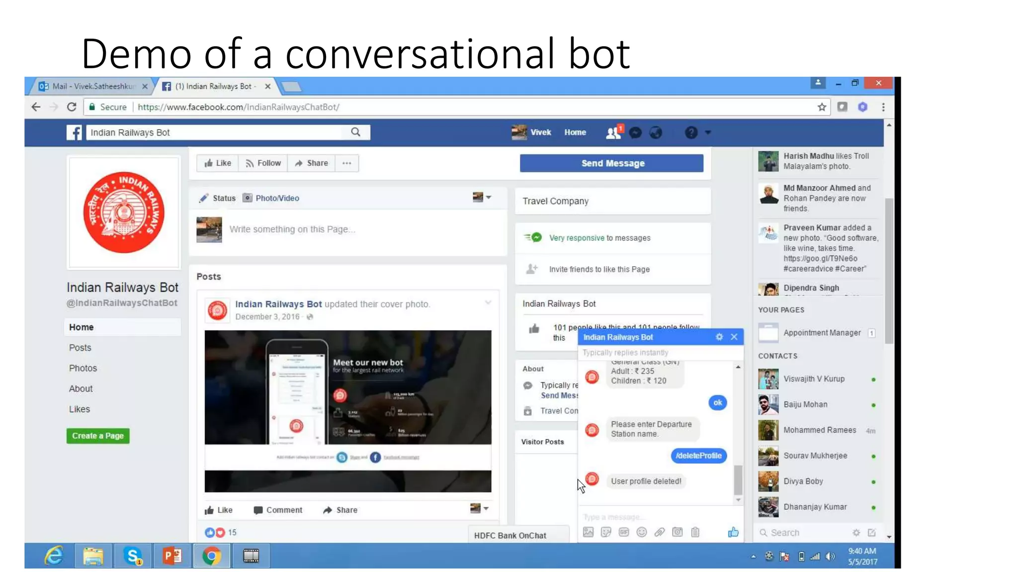 Demo of a conversational bot 