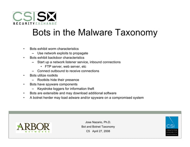 Bot and Botnet Taxonomy | PPT