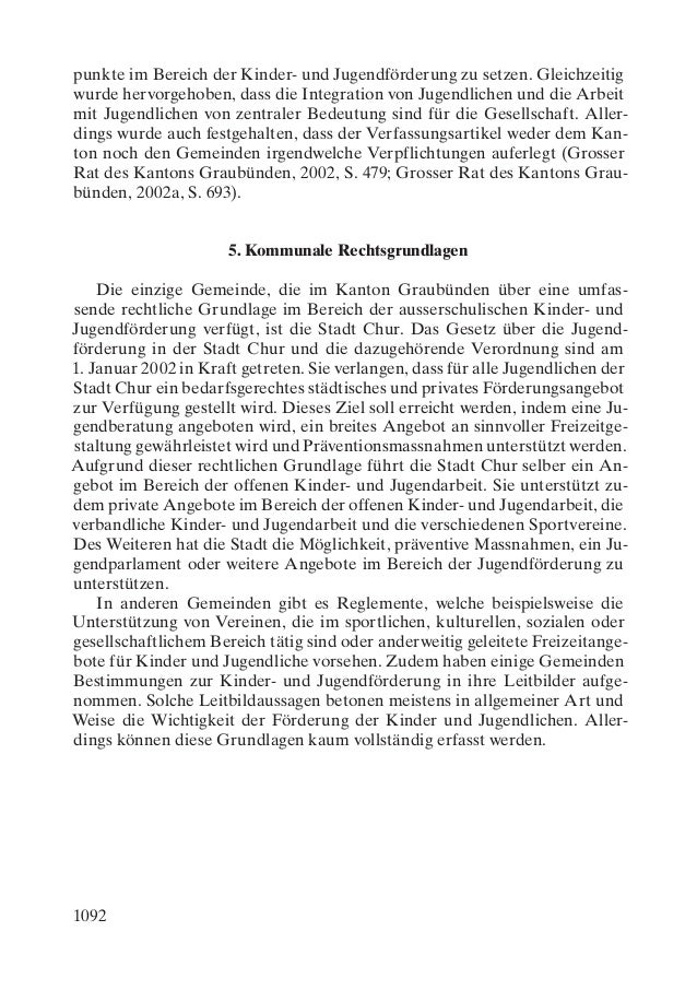 Bericht über die Kinder- und Jugendförderung im Kanton Graubünden