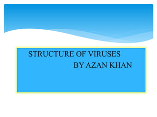 STRUCTURE OF VIRUSES
BY AZAN KHAN
 
