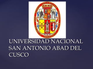 UNIVERSIDAD NACIONALUNIVERSIDAD NACIONAL
SAN ANTONIO ABAD DELSAN ANTONIO ABAD DEL
CUSCOCUSCO
 