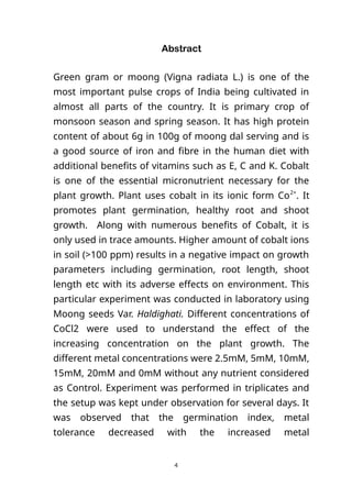 Effect of Cobalt Chloride on the growt of moong beans | DOCX