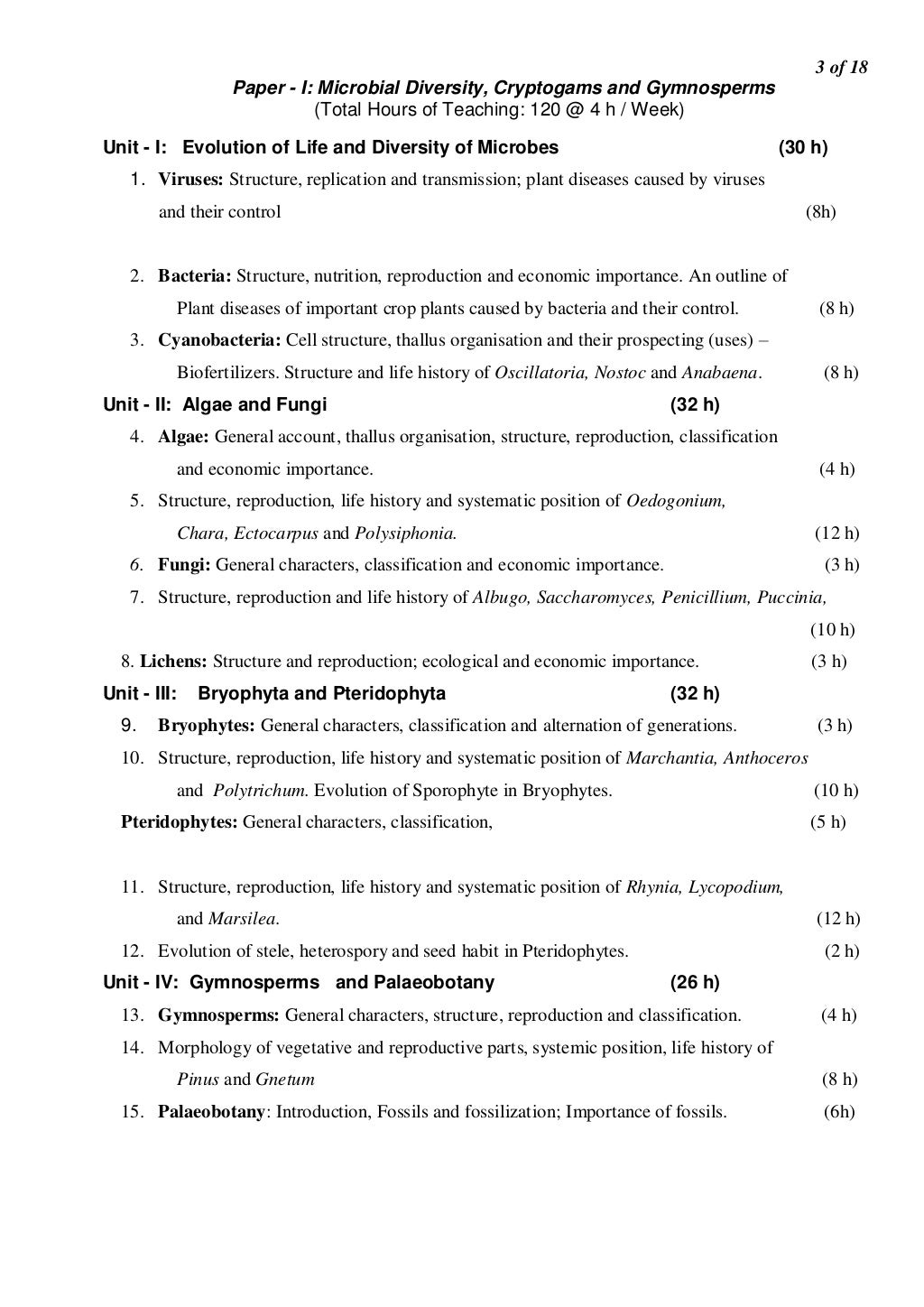 phd in botany syllabus