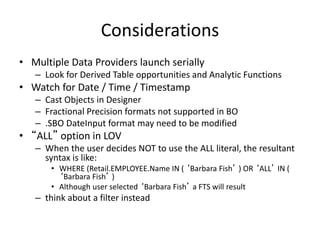 Sbo Format Example SAP BO and Teradata best practices | PPTX
