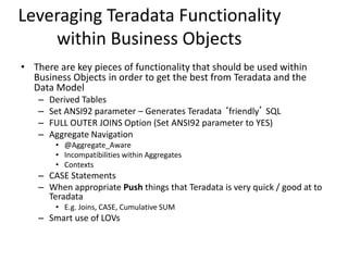 SAP BO and Teradata best practices | PPTX