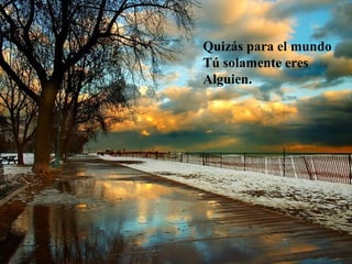 Quizás para el mundo
Tú solamente eres
Alguien.
 