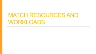 MATCH RESOURCES AND
WORKLOADS
 