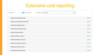 Extensive cost reporting
 