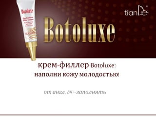 крем-филлер Botoluxe:
наполникожумолодостью!
от англ.fill–заполнять
 