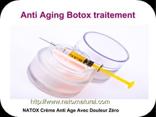 Anti Aging Botox traitement




  http://www.natoxnatural.com
NATOX Crème Anti Age Avec Douleur Zéro
 