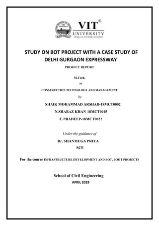 Project Management Bots Report.pdf STUDY ON BOT PROJECT WITH A CASE STUDY OF DELHI GURGAON EXPRESSWAY | PDF