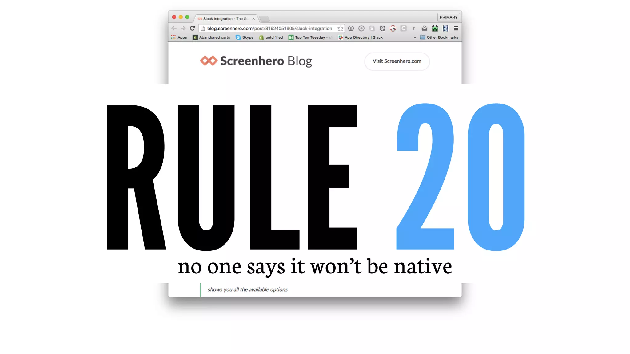no one says it won’t be native
RULE 20
 