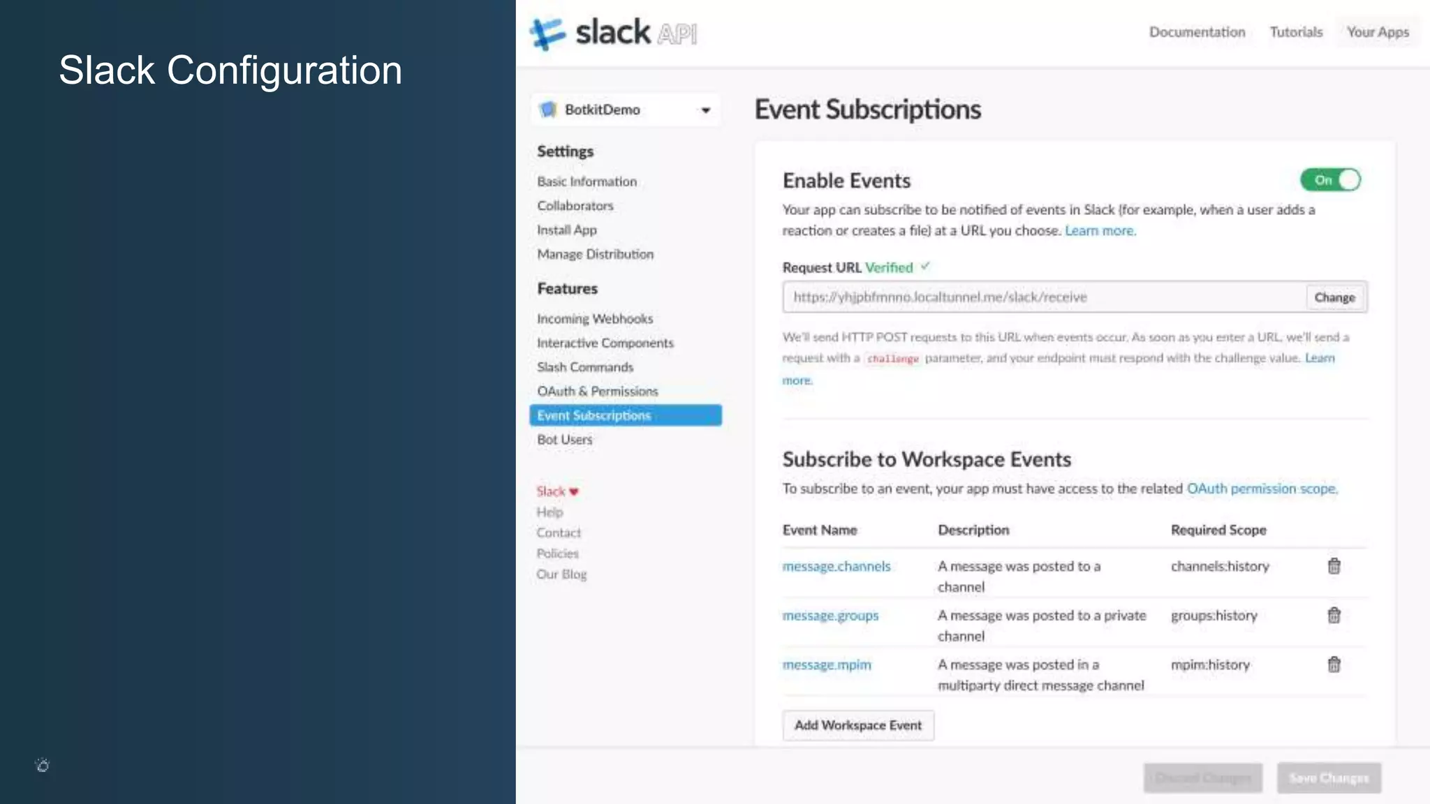 @ansi @nheidloff Slack Configuration