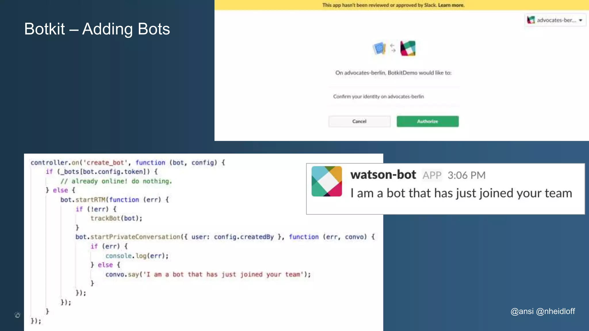 @ansi @nheidloff Botkit – Adding Bots
