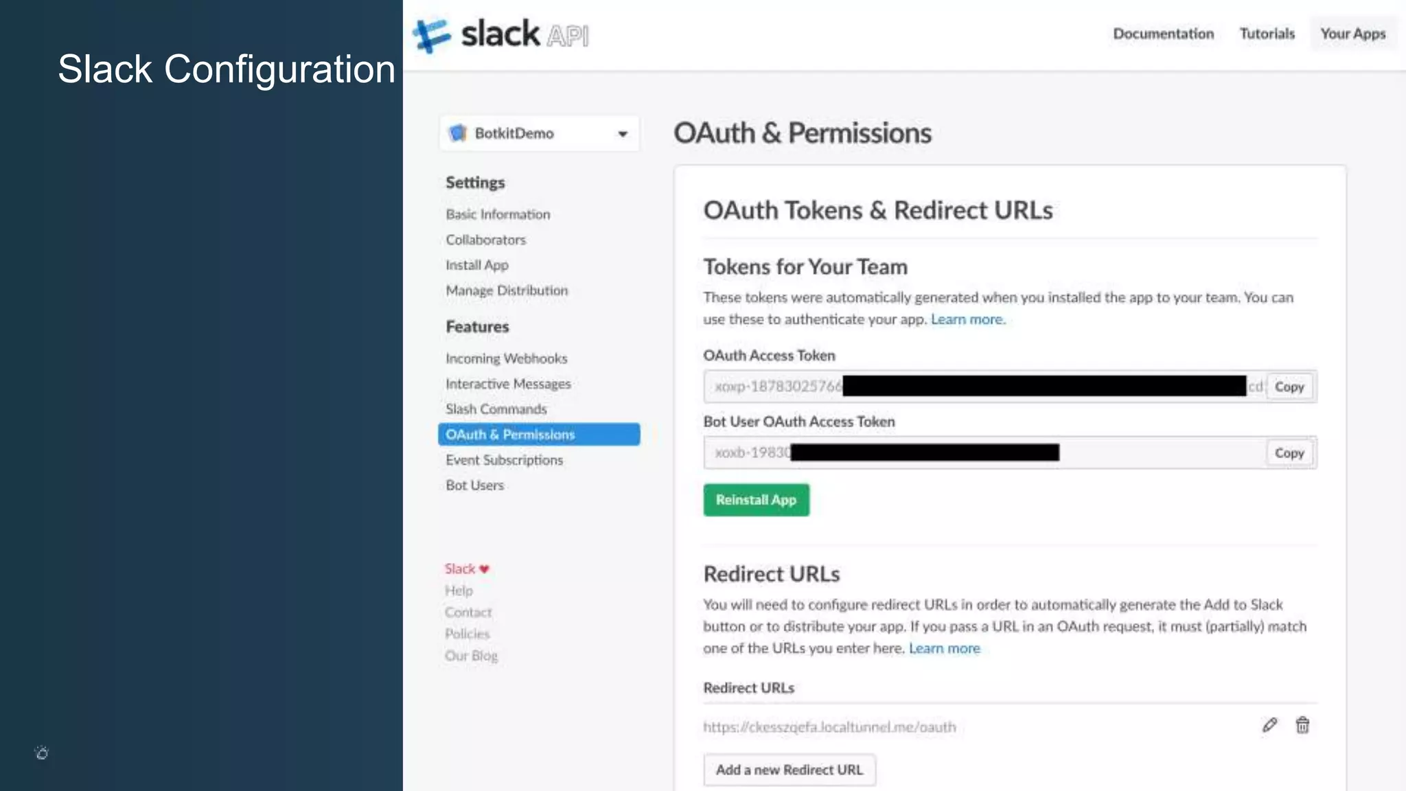 @ansi @nheidloff Slack Configuration