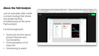 Above-the-fold Analysis

Just an auto-play video inside
a screen mockup that shows
two people working
simultaneously on th...