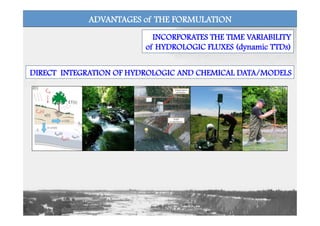 DIRECT INTEGRATION OF HYDROLOGIC AND CHEMICAL DATA/MODELS
INCORPORATES THE TIME VARIABILITY
of HYDROLOGIC FLUXES (dynamic TTDs)
ADVANTAGES of THE FORMULATION
 