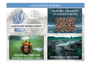 A CHALLENGING PROBLEM...
SPATIAL and TEMPORAL
PATTERNS of SOLUTE INPUT
LANDSCAPE HETEROGENITY
TEMPORAL VARIABILITY
OF CLIMATE FORCING
HYDROLOGIC PROCESSES
 