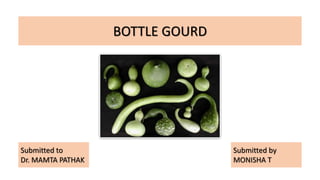BOTTLE GOURD
Submitted to
Dr. MAMTA PATHAK
Submitted by
MONISHA T
 