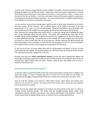 Bottle reforestation with Navajo willow