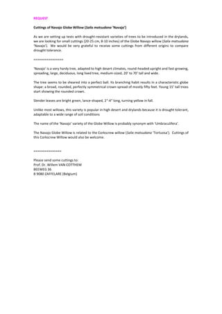 Bottle reforestation with Navajo willow