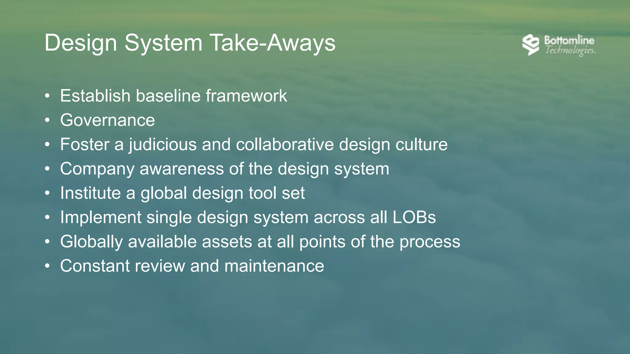 GLU
• Recognized as an internal brand
• Multi-discipline governance team
• Product integration capability
• Rapid development
• Multi-device capable
• AA accessibility compliance
• Able to be white-labeled
 
