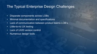 The Typical Enterprise Design Challenges
• Disparate components across LOBs
• Minimal documentation and specifications
• L...