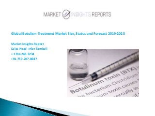 Global Botulism Treatment Market Size, Status and Forecast 2019-2025
Market Insights Report
Sales Head- Irfan Tamboli
+ 1704 266 3234
+91-750-707-8687
 