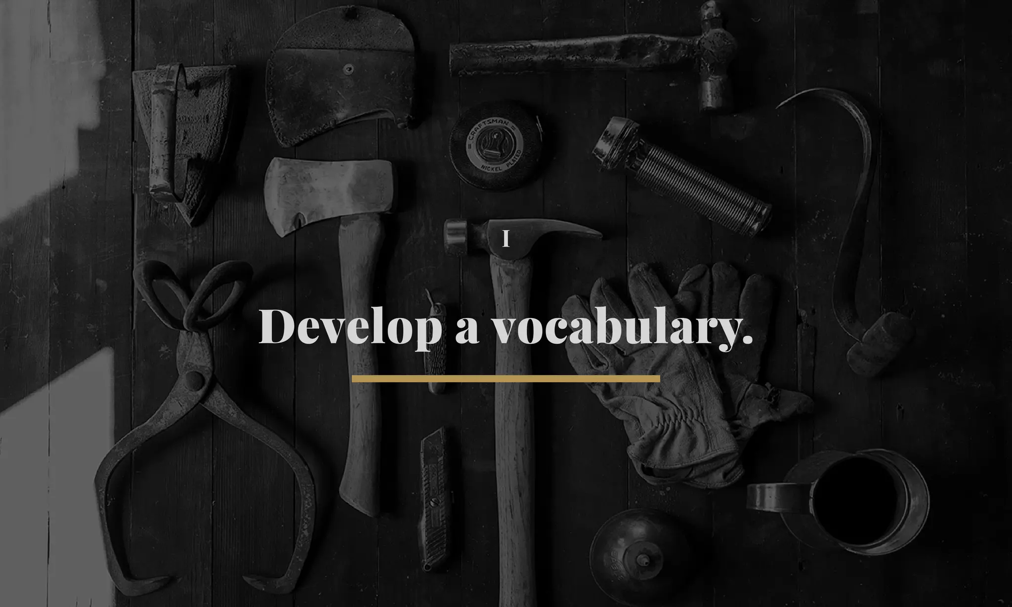 I 
Develop a vocabulary. 
 