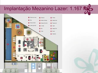 Implantação Mezanino Lazer: 1.167 m2
 