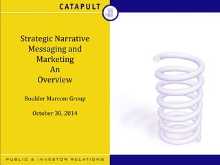 Strategic Narrative
Messaging and
Marketing
An
Overview
Boulder Marcom Group
October 30, 2014
 