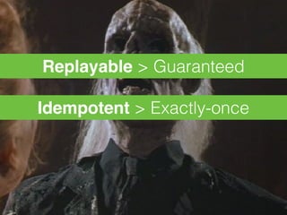 Replayable > Guaranteed
Idempotent > Exactly-once
 
