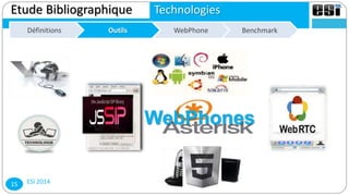 ESI 201415
Etude Bibliographique Technologies
Définitions WebPhone BenchmarkOutilsDéfinitions Outils
WebPhones
 