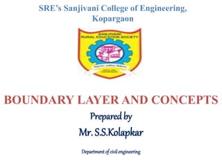 SRE’s Sanjivani College of Engineering,
Kopargaon
BOUNDARY LAYER AND CONCEPTS
Prepared by
Mr. S.S.Kolapkar
Departmentof civilengineering
 