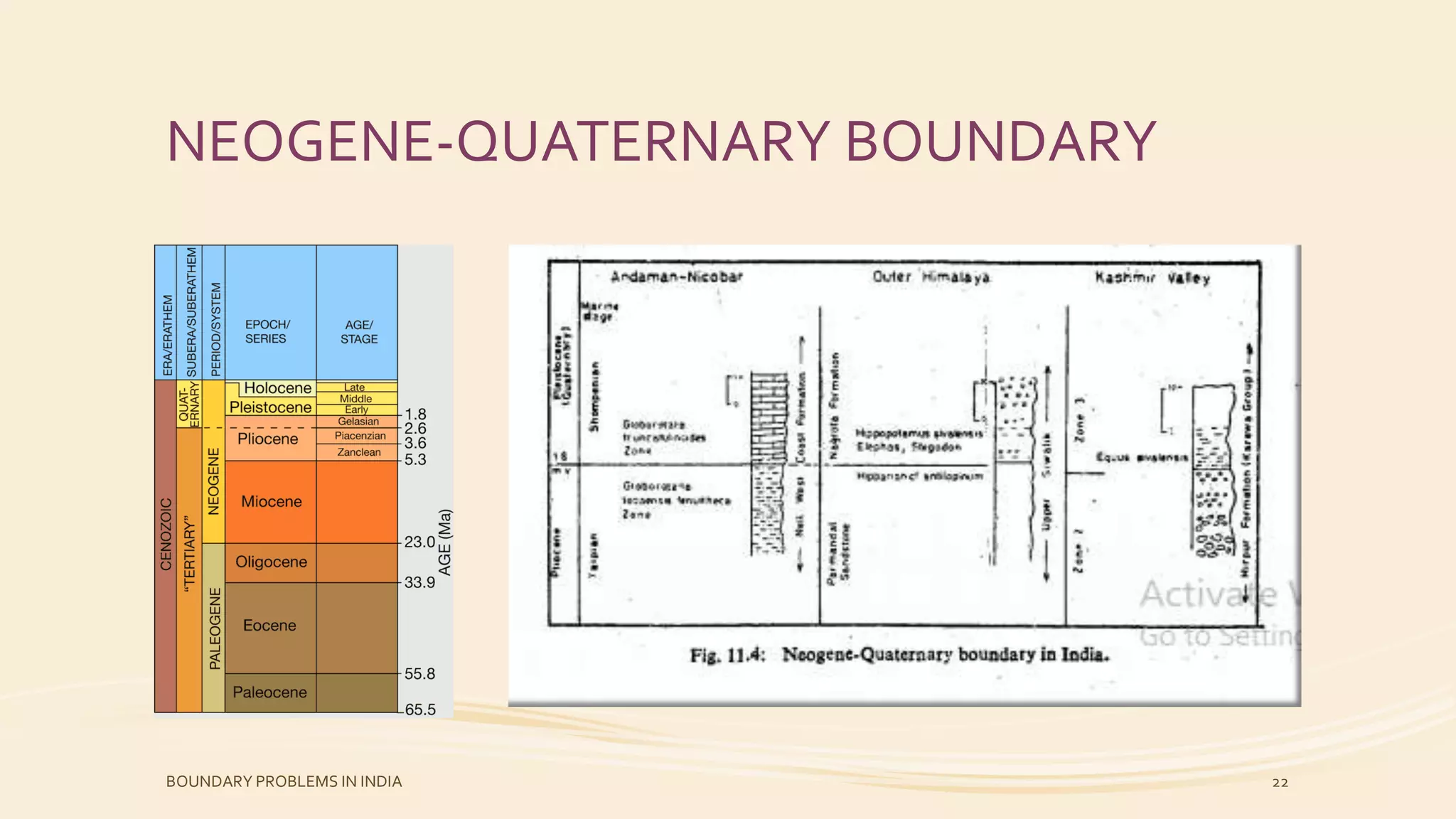 NEOGENE-QUATERNARY BOUNDARY
BOUNDARY PROBLEMS IN INDIA 22
 
