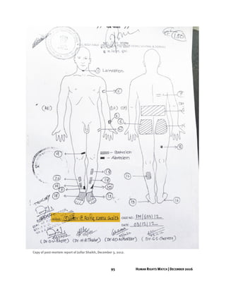 95 HUMAN RIGHTS WATCH | DECEMBER 2016
Copy of post-mortem report of Julfar Shaikh, December 3, 2012.
 