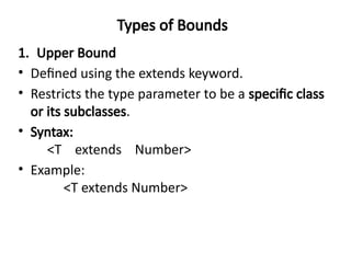 bounded types of generic programming in oops | PPTX